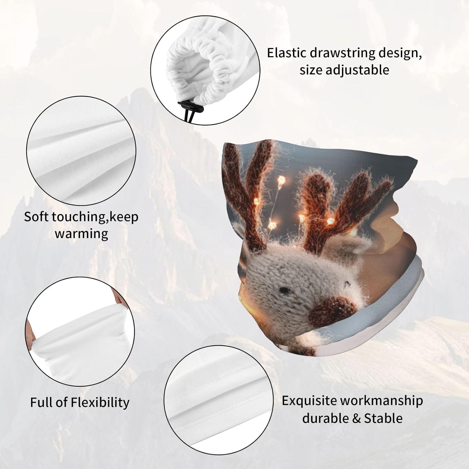 Knitted Christmas Deer Winter Neck Gaiter for Men and Women, Versatile Neck Warmer, Ski Mask, and Face Mask for Cold Weather Protection