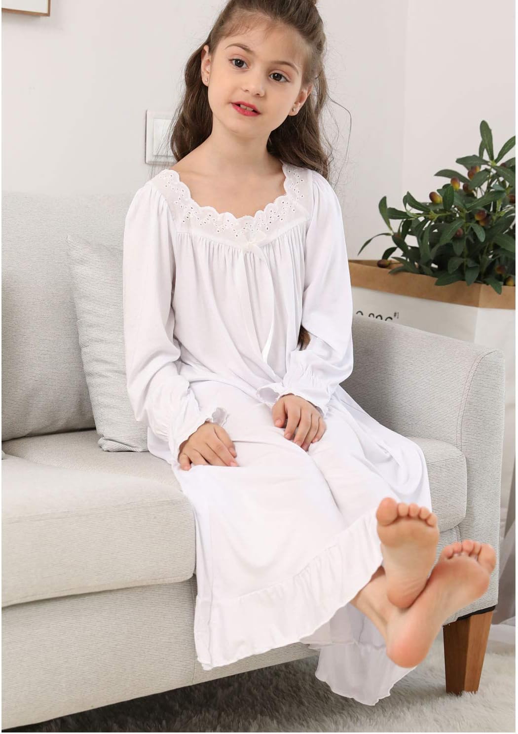 Girls' Princess Nightgowns Lace Sleep Dress Kids Sleepwear 3-12 Years - Image 6