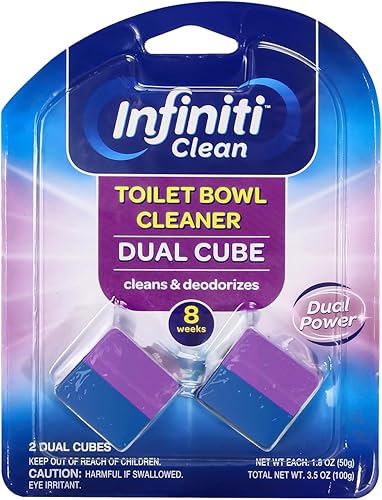 Infiniti Clean Pastillas limpiadoras de inodoro, 2 unidades de limpiador de inodoros de doble cubo con blanqueador, limpieza profunda y eliminador