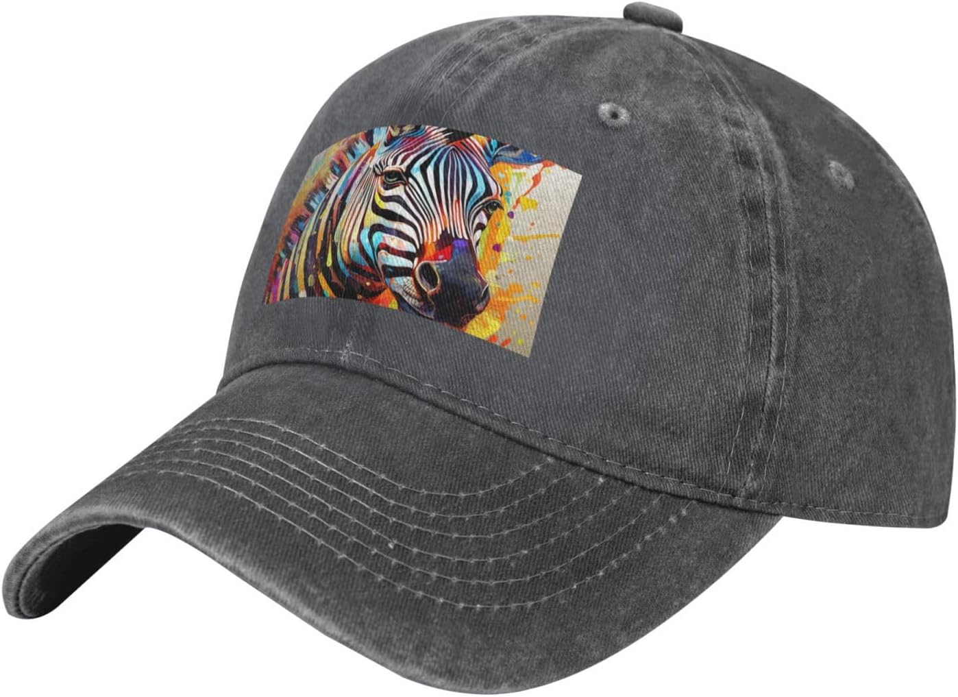 Abstract Animal Zebra Print Cowboy Hat Personalized Baseball Cap Fashion Hat Cap Funny Gifts for Women Men Deep Heather