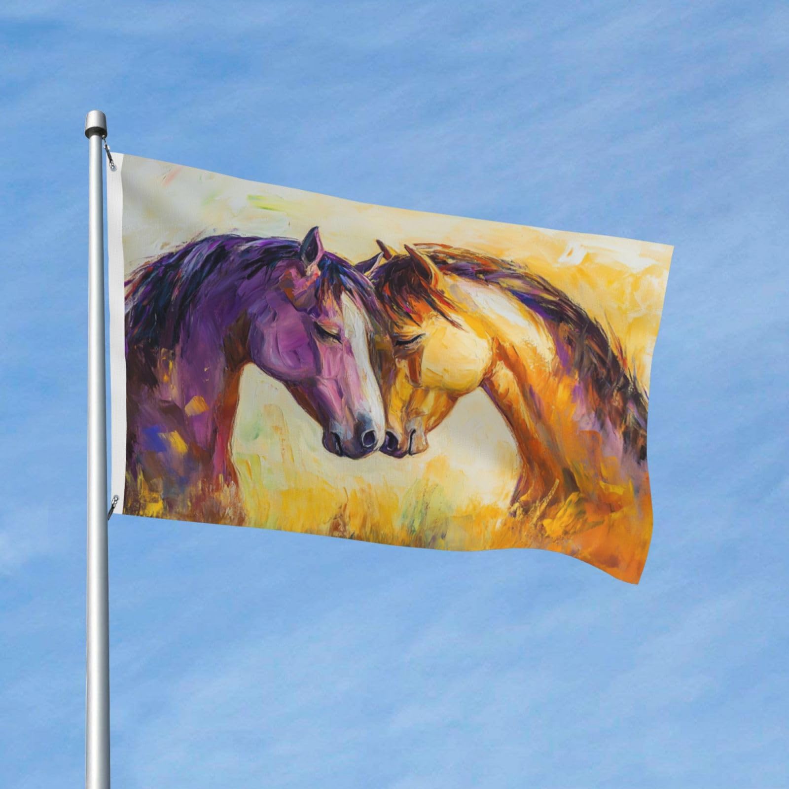 Beautiful Horses In Love Yard House Flags,3x5 Ft Season Greeting Banner With Grommets Indoor Outdoor Party Home Decorations