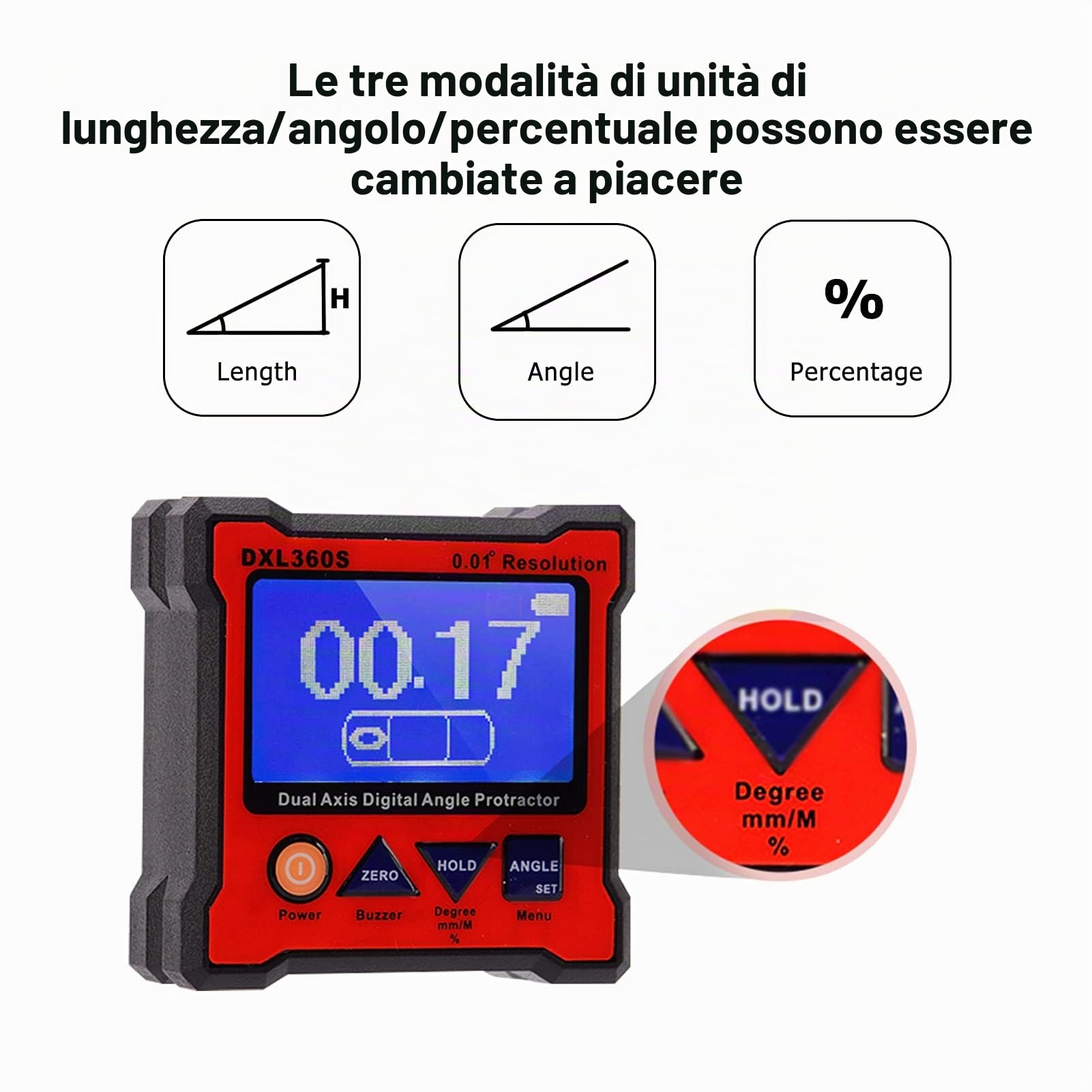 Scatola di livello digitale, inclinometro goniometro a doppio Livella a bolla digitale a doppio asse Misuratore di elettronico per la lavorazione del legno, l'edilizia e l'industria automobilistica