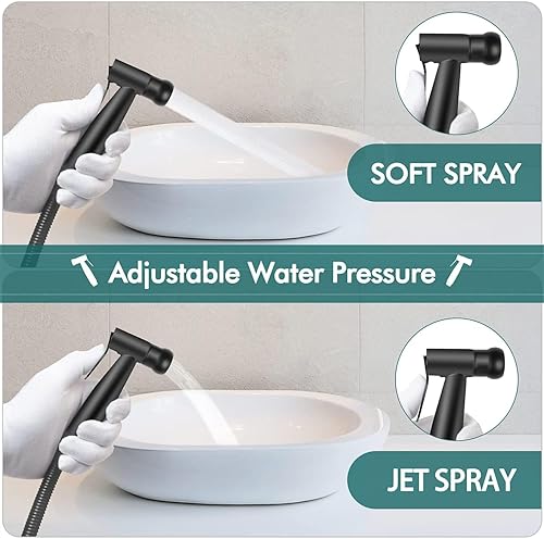 Miniatura 3 de Pulverizador de bidé de mano para inodoro, juego de rociador de bidé de baño de acero inoxidable con manguera antifugas y 2 presiones de agua,