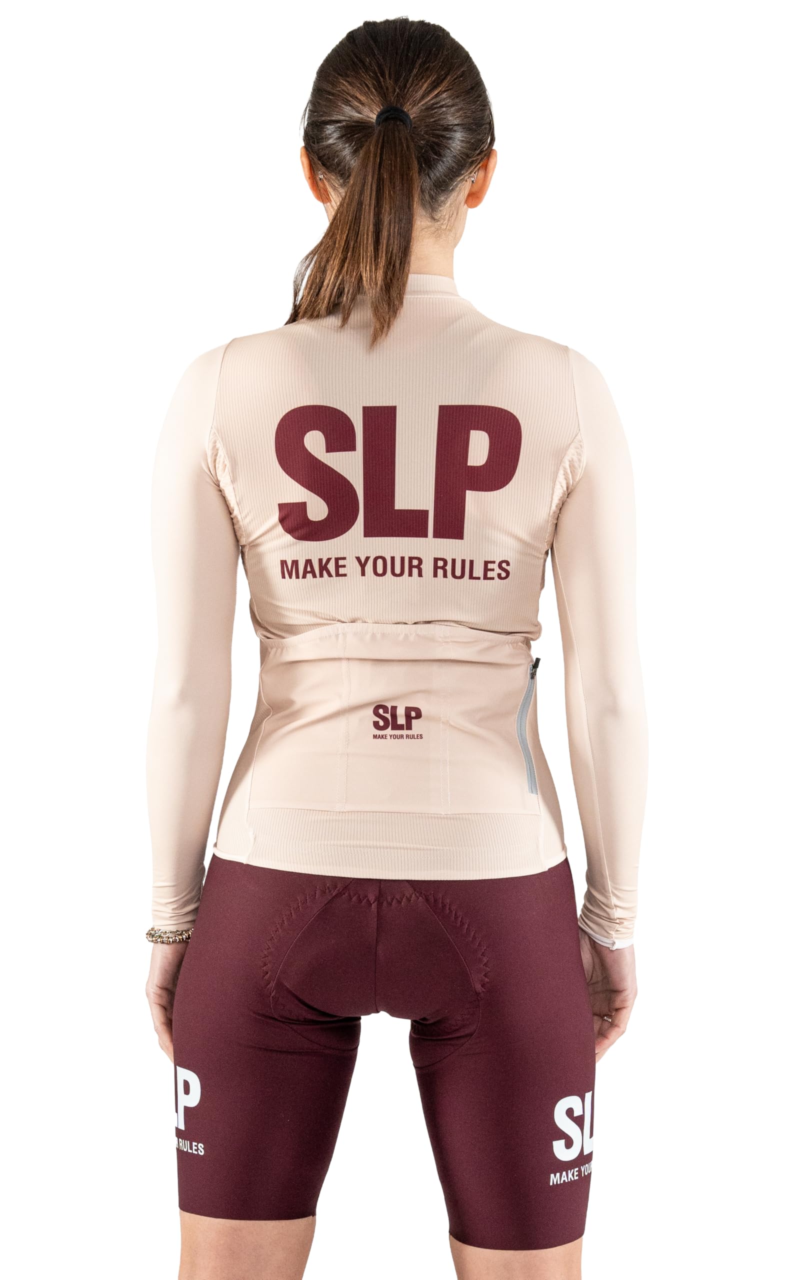 SLP. Maglia manica lunga da ciclismo Unisex - Transition MONOCROMO CREMA con 3 Tasche Posteriori - Design Italiano Originale