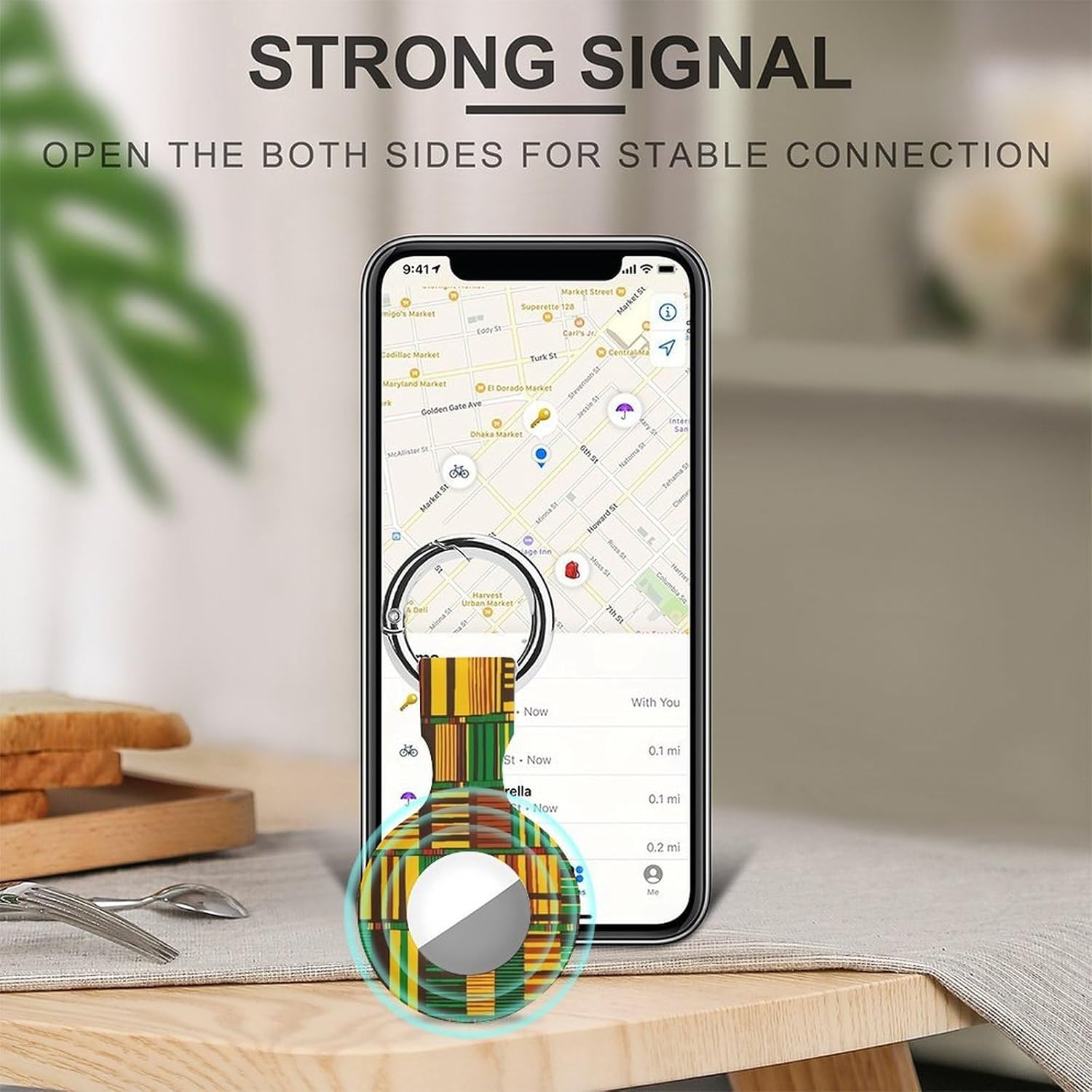 African Kente Cloth Pattern Funny Cover Compatible with AirTag Case Protector GPS Tracker Holder with Keychain