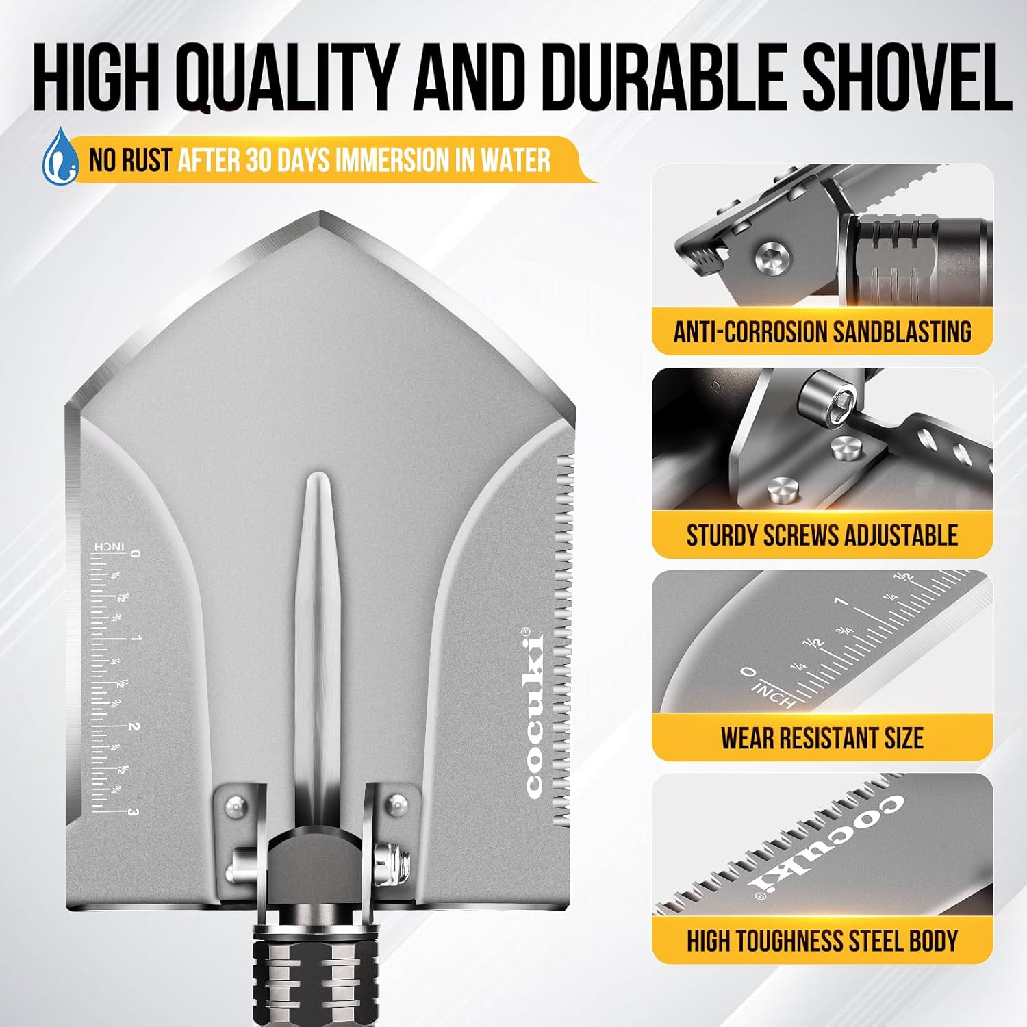 Outdoor Folding Camping Shovel Multitool Gear with High-Carbon Steel Adjustable Equipment for Men Outdoor Camping Hiking Surviving Emergency