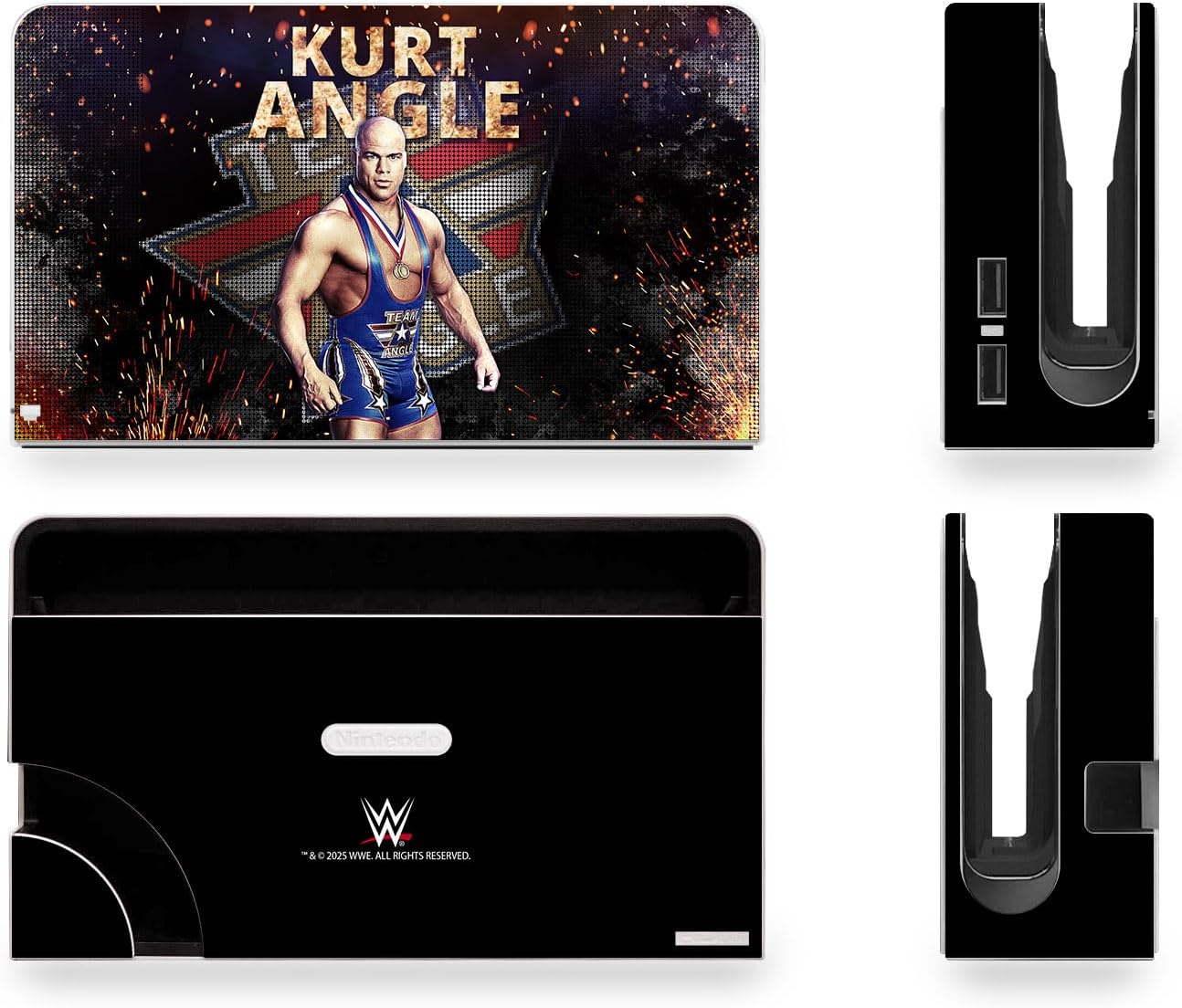 Head Case Designs Officially Licensed WWE LED Image Kurt Angle Vinyl Sticker Gaming Skin Decal Cover Compatible With Nintendo Switch OLED Bundle