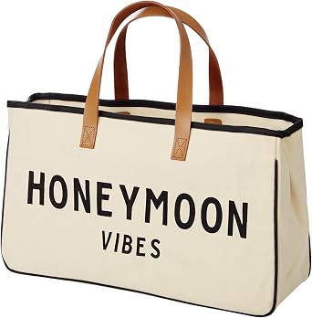 THINGS REMEMBERED "Honeymoon Vibes Canvas and Leather Tote Bag