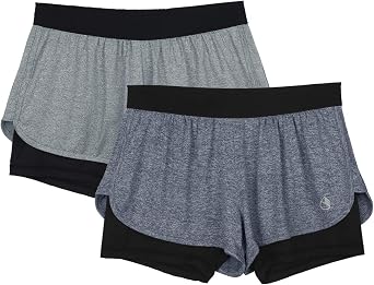 icyzone Running Yoga Shorts for Women - Activewear Workout Exercise Athletic Jogging Shorts 2-in-1