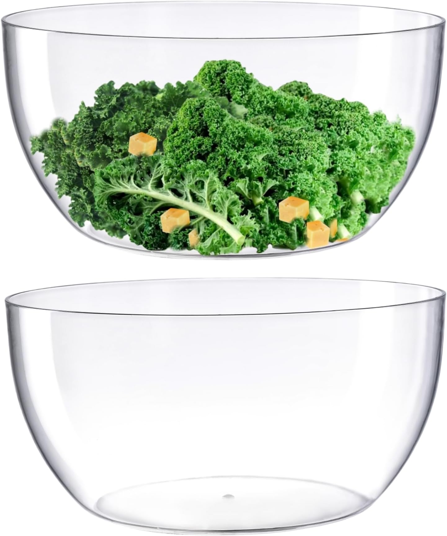 Moflekja Large Salad Bowl, Circular Shaped In Premium Acrylic Break Resistant Clear, 146 Ounce 2 Count