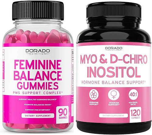 Gomitas de equilibrio femenino para mujeres y síndrome premenstrual con casteberry y arándano (90 unidades) Suplemento de mio-inositol y D-Chiro