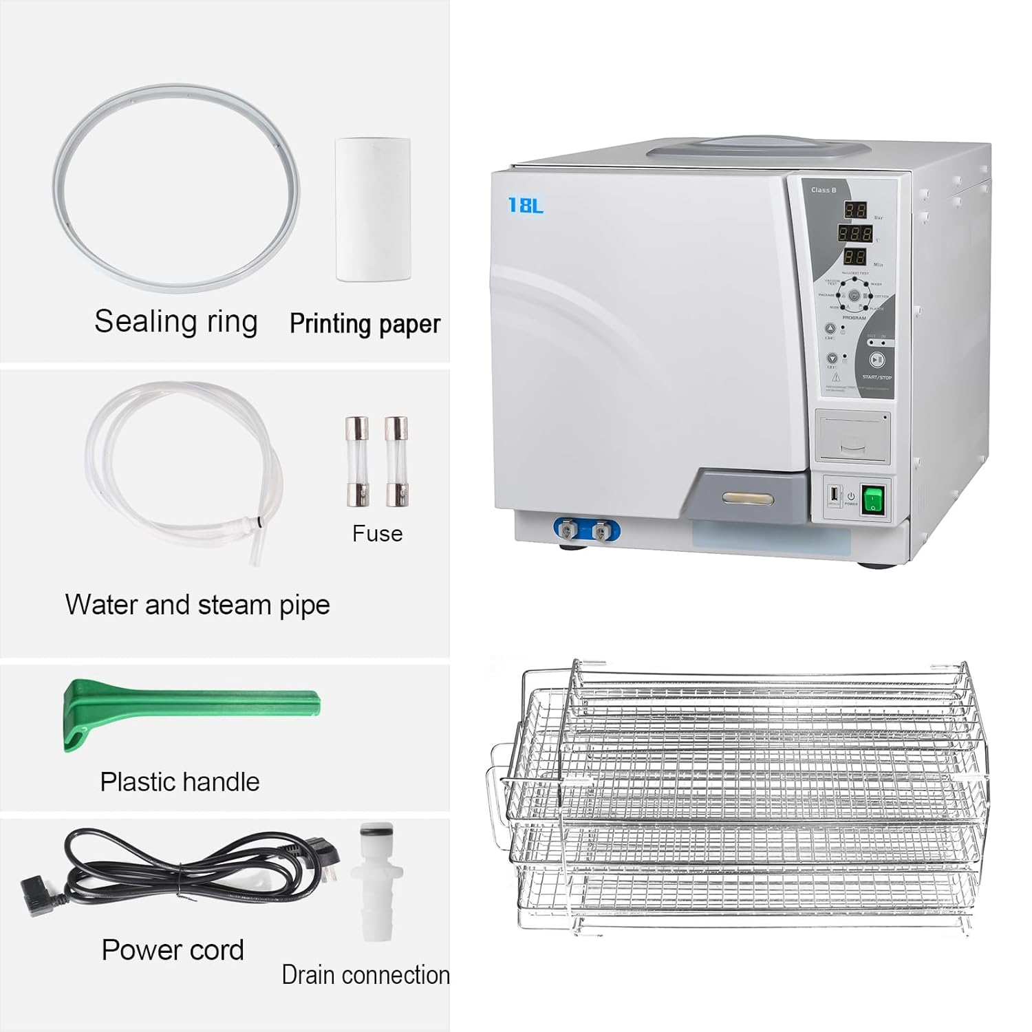 Drying Function Class B Steam Sterilizer Lab Pre-Vacuum Autoclave Full-Automatic with Built-in Printer YY-18L/YY-23L (18L)