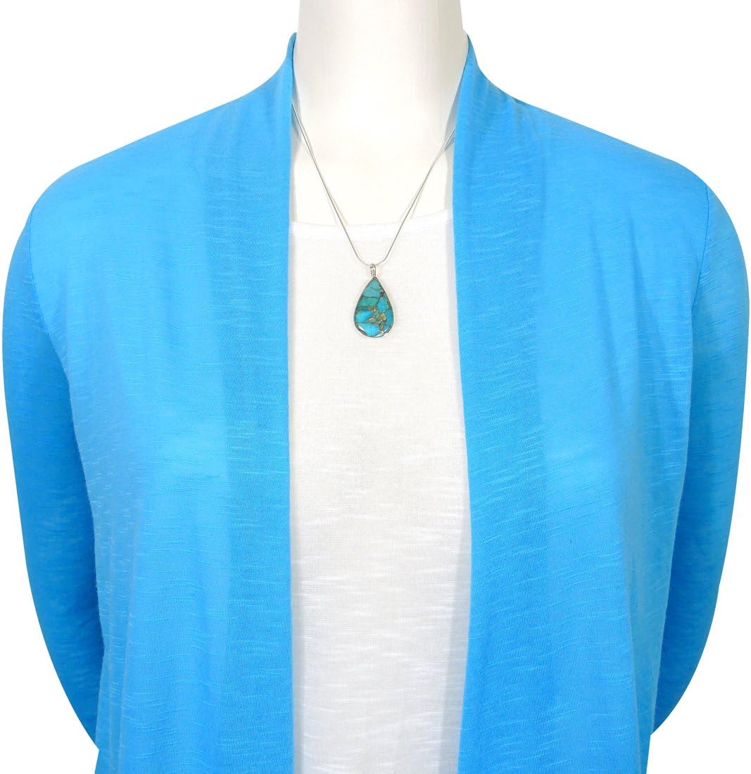 Turquoise Pendant Necklace in Sterling Silver 925 & Genuine Copper-Infused Matrix Turquoise (Select Style) - Image 2