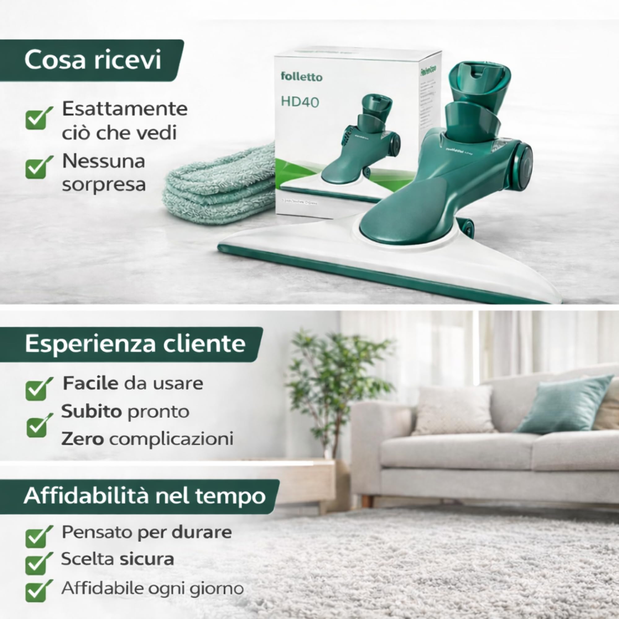 Spazzola Folletto HD40 100% COMPATIBILE - COMPRESO DI 6 PROFUMINI e 1 GRIGLIA MOTORE per Aspirapolvere VK140, Ricambio Alta Qualità per Tutti i Pavimenti