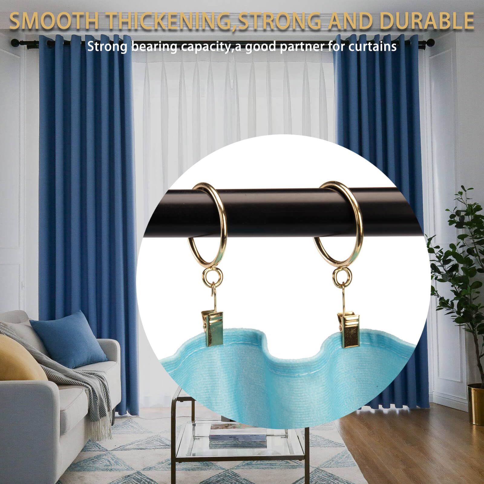 Curtain Rings with Eyelet for Curtain Rods 25mm Inner Diameter Metal Drapery Eyelet Curtain Rings 24 Pcs Gold TXZWJZ - Image 4