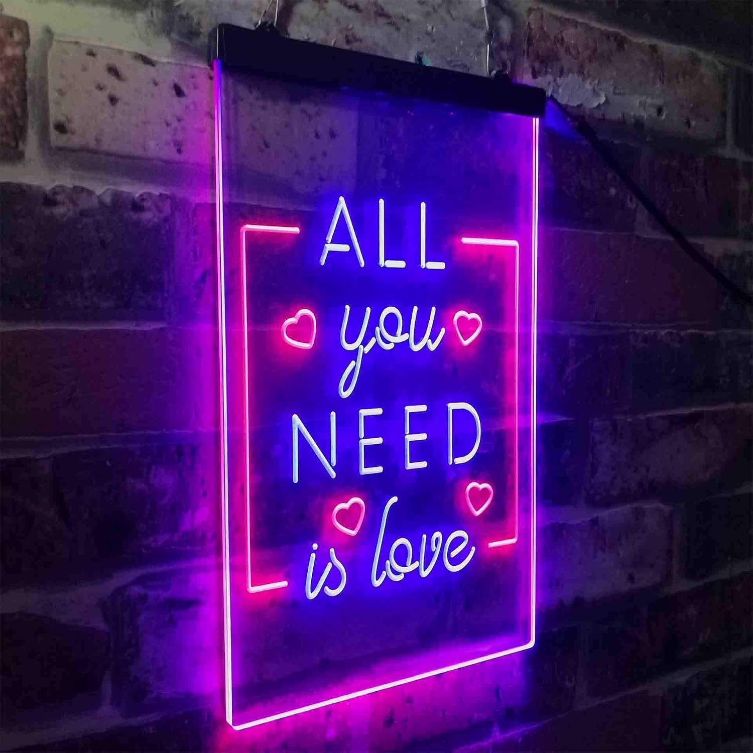 ADVPRO All You Need is Love Bedroom Heart Dual Color LED Neon Sign Blue & Red 8 x 12 Inches st6s23-i3779-br