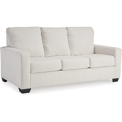 Signature Design by Ashley Rannis Coastal 2-in-1 Sofa Sleeper with Folding Gel Memory Foam Mattress, Full, White