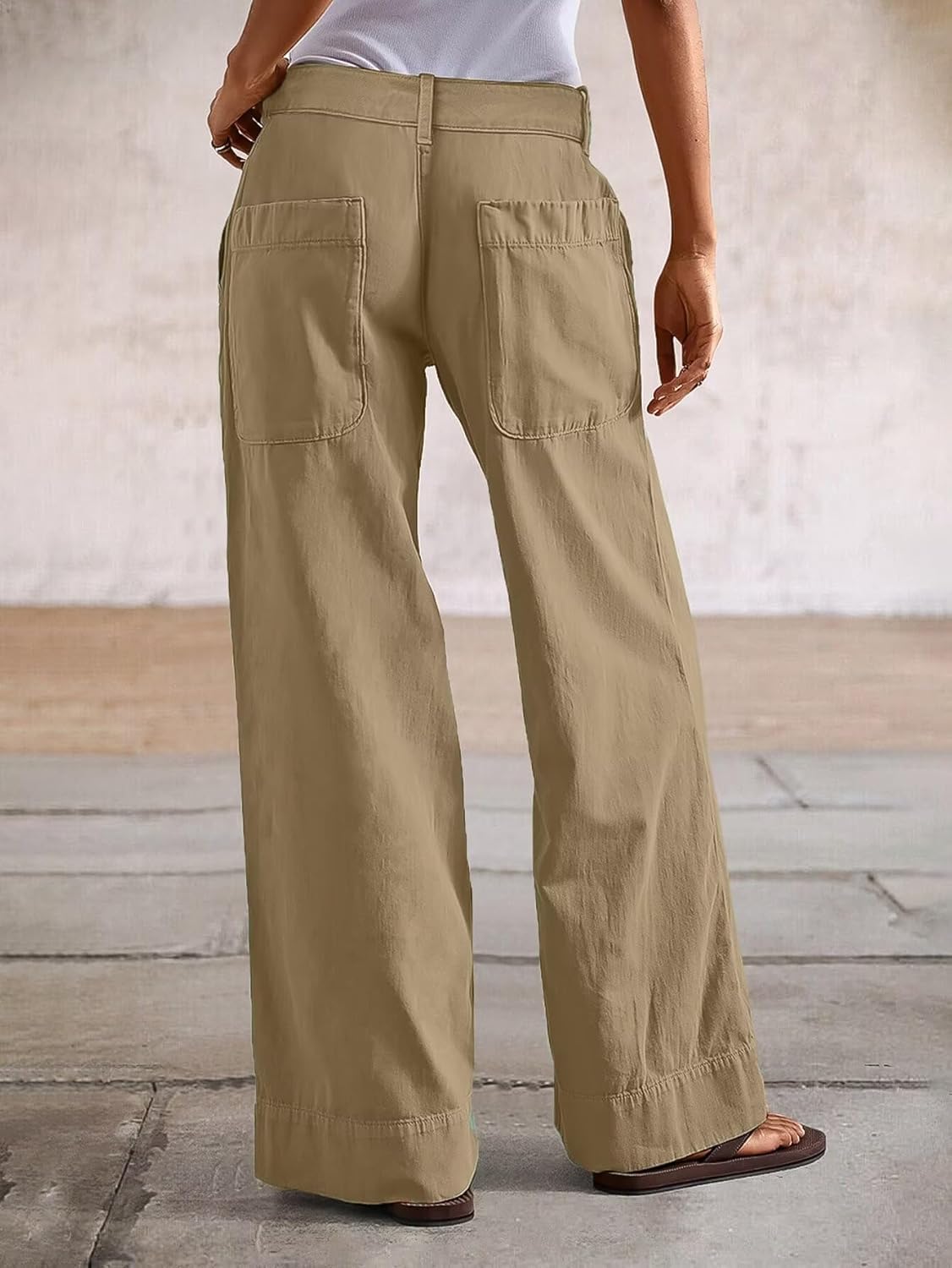 Flamingals Wide Straight Leg Mid Rise Baggy Pocket Denim Jeans Without Belt