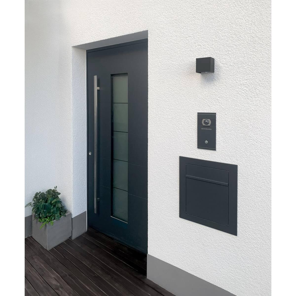 Metzler Cassetta postale da incasso antracite RAL 7016 – cassetta murale da incasso in acciaio verniciato a polvere, design premium