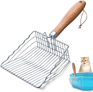 HANDZEE Stainless Steel Cat Litter Scoop with Hook & Hole - Durable Metal Sifter Shovel for Efficient Clump Removal & Easy Litter Box Cleaning