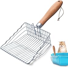 Cat Litter Scoop, Cat Litter Scoop, Metal, Short | Perforated Hook Scoop, Stainless Steel Litter Strainer, Easy Cleaning, Strong and Durable, Odourless