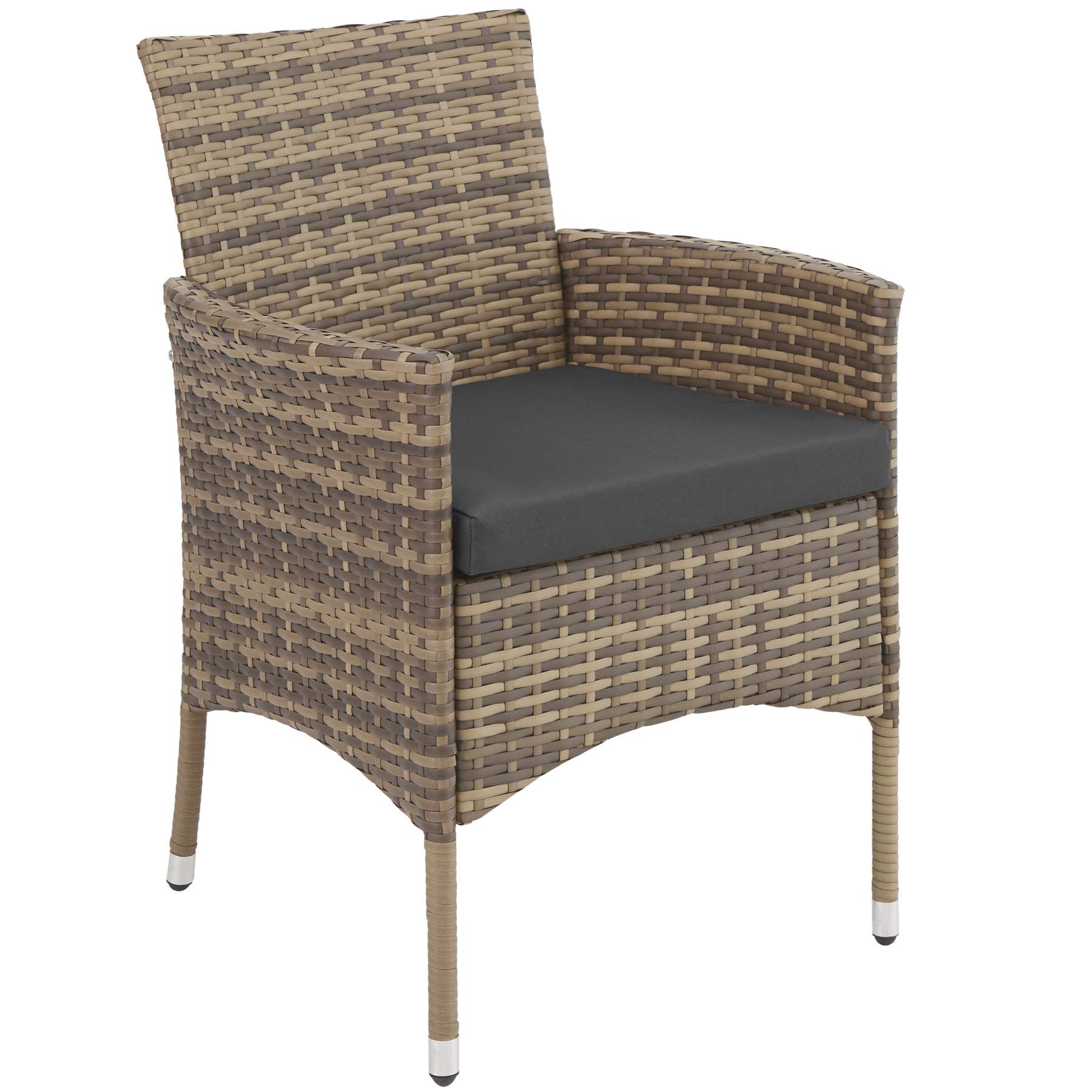 tectake® Set da Giardino in Rattan Lucerna, Robusto Telaio in Acciaio, Set Sedie da Esterno, Tavolino Salotto con Piano in Vetro, Comodi Cuscini, Design Moderno - Naturale