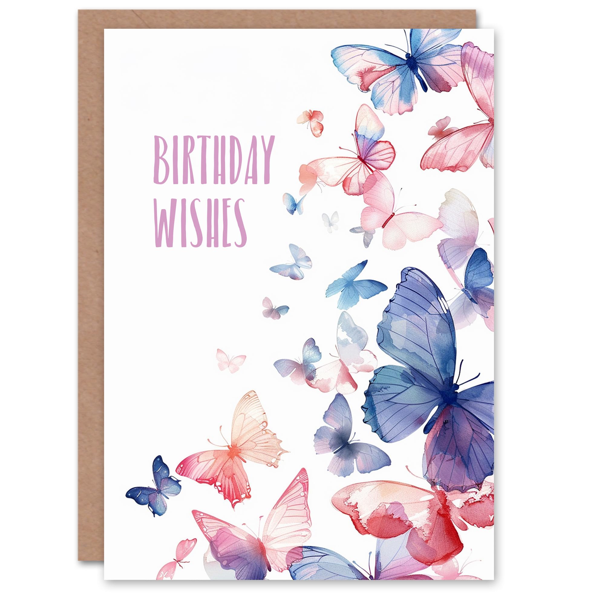 Artery8 Birthday Card Wishes Butterfly Watercolour Bright Design For Her Gran Sister Niece Daughter Wife Woman Greeting Card