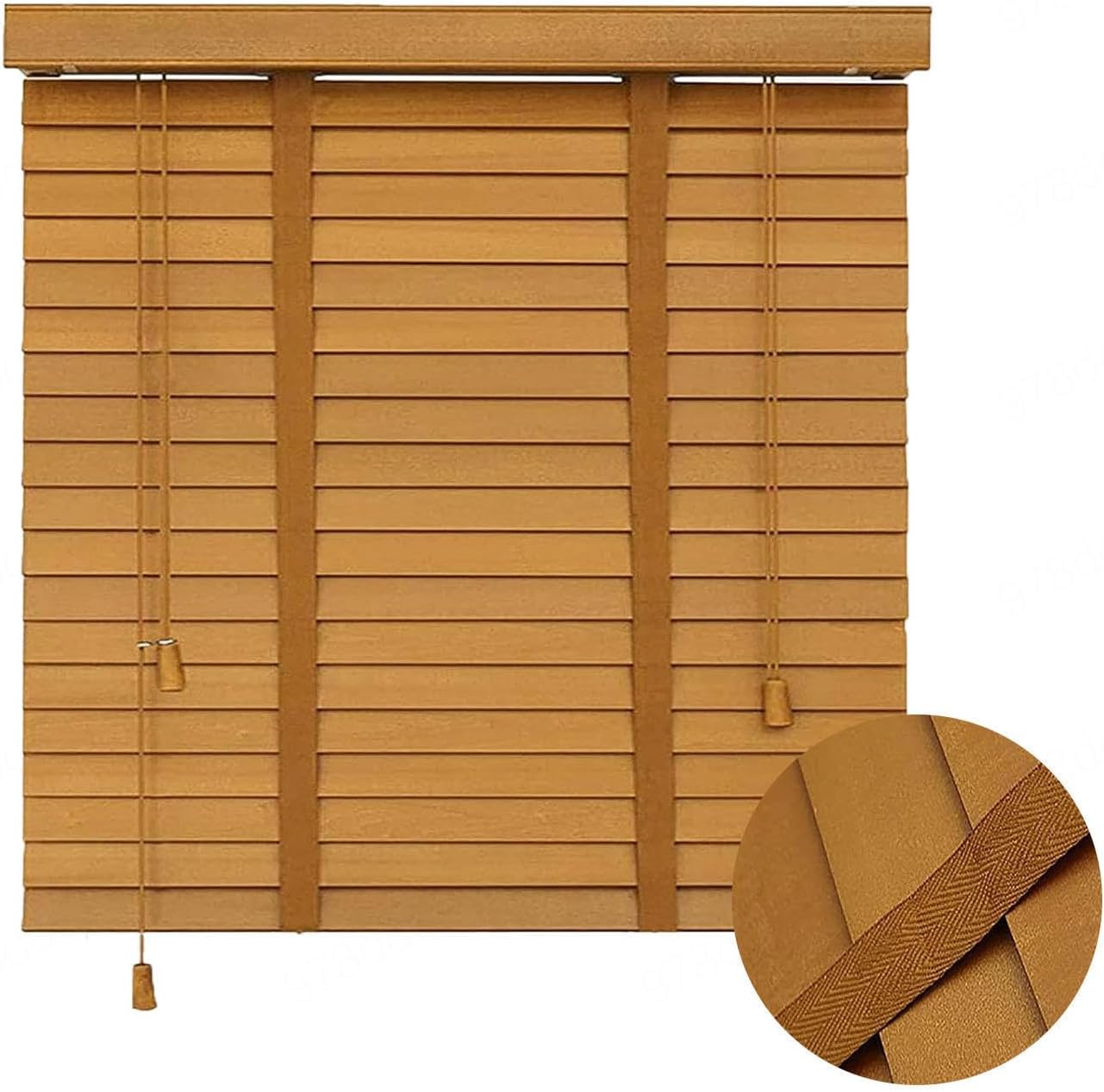 Solid Wood Venetian Blinds,Horizontal Blinds,Sun Protection/Breathable shades,Curtains for Home, Office,50mm Slats,103 Sizes,Horizontal Shutters wooden,W×H-87x73cm/34x29in
