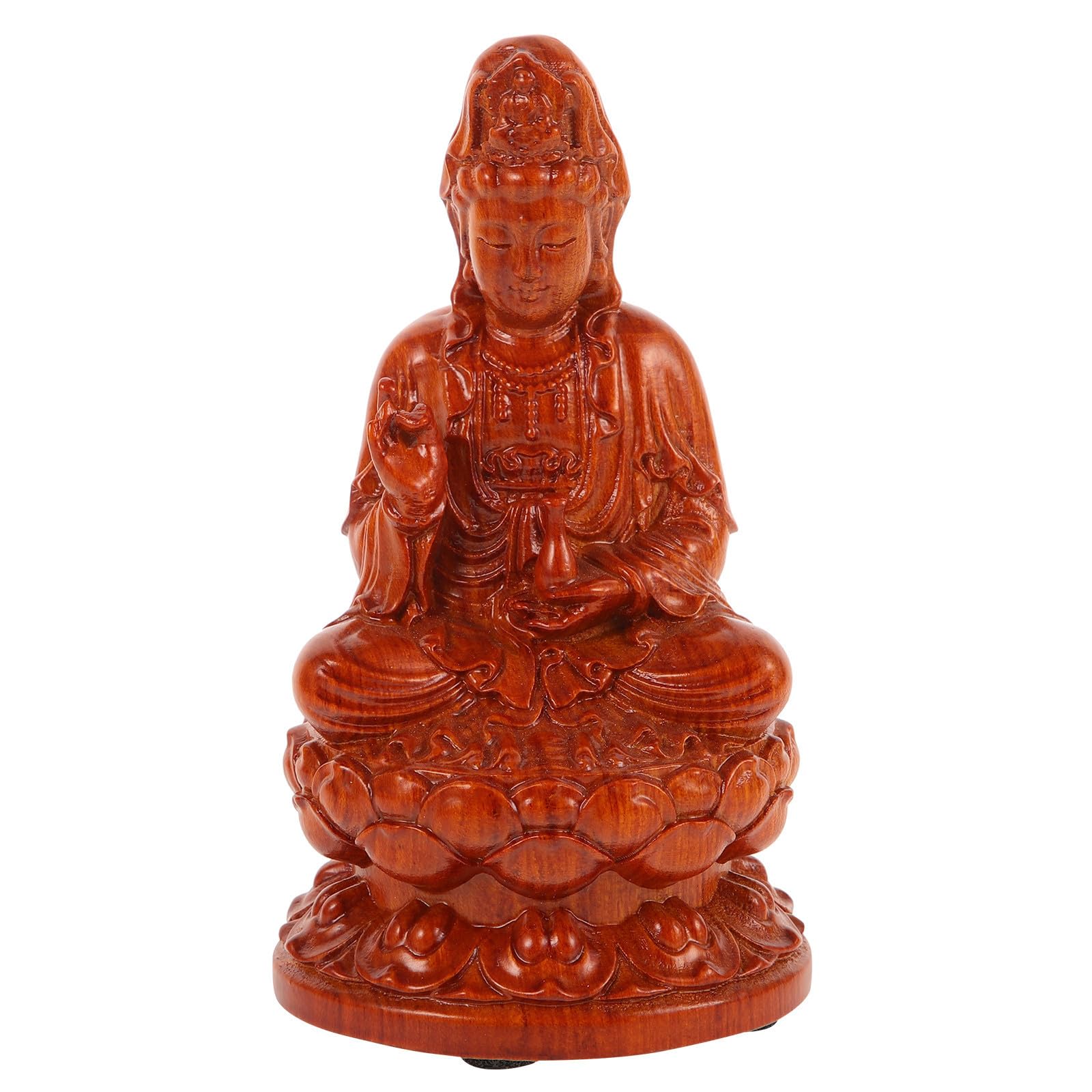Statue Guan Yin en bois sculpté surface lisse décoration intérieure rétro maison