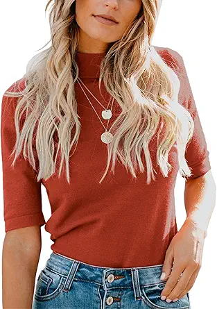 LIYOHON Womens Tops Dressy Casual Fall Cute Tops Mock Turtleneck Business White T Shirts