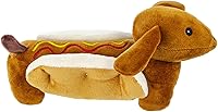 Vista 2 de Giftable World Perro de peluche para mascotas de 10 pulgadas en un bollo Hotdog con Squeaker