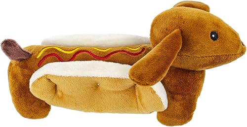 Miniatura 2 de Giftable World Perro de peluche para mascotas de 10 pulgadas en un bollo Hotdog con Squeaker