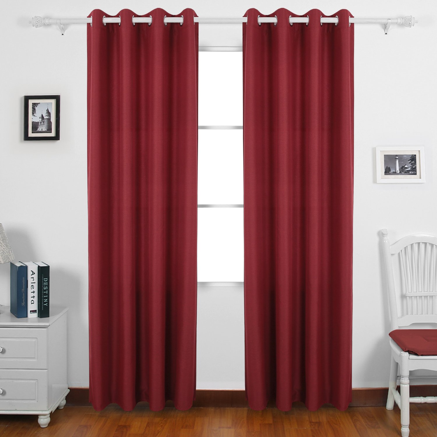 Deconovo Cortinas de ojal sintética lino ventana cortinas
