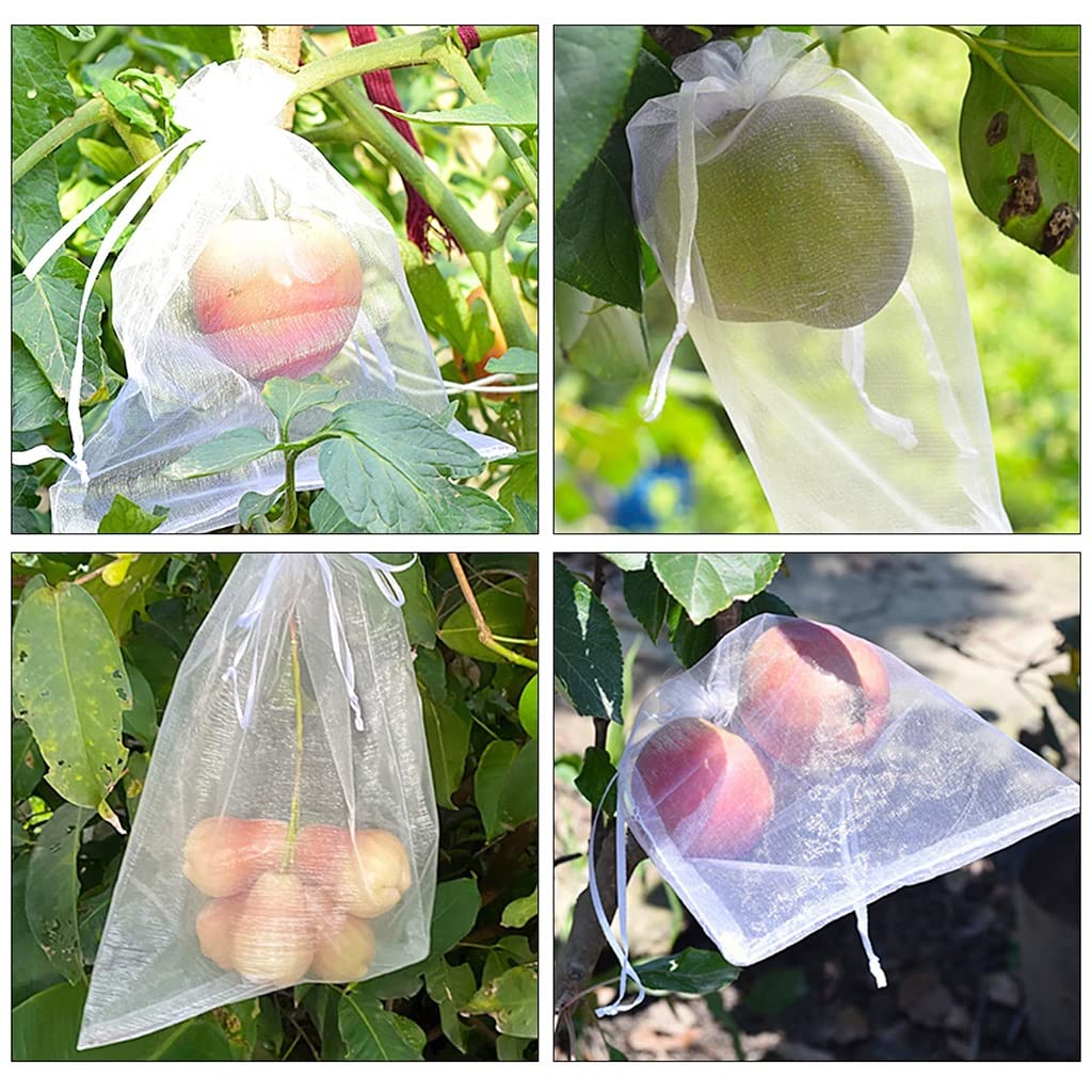 Bolsas de Malla para Frutas, 100 Bolsas de Malla for Cultivo de Fresas, Uvas y Frutas, for Proteger Plantas y Vegetales, for Herramientas de jardín.(Green,15x20cm (100 Pcs))