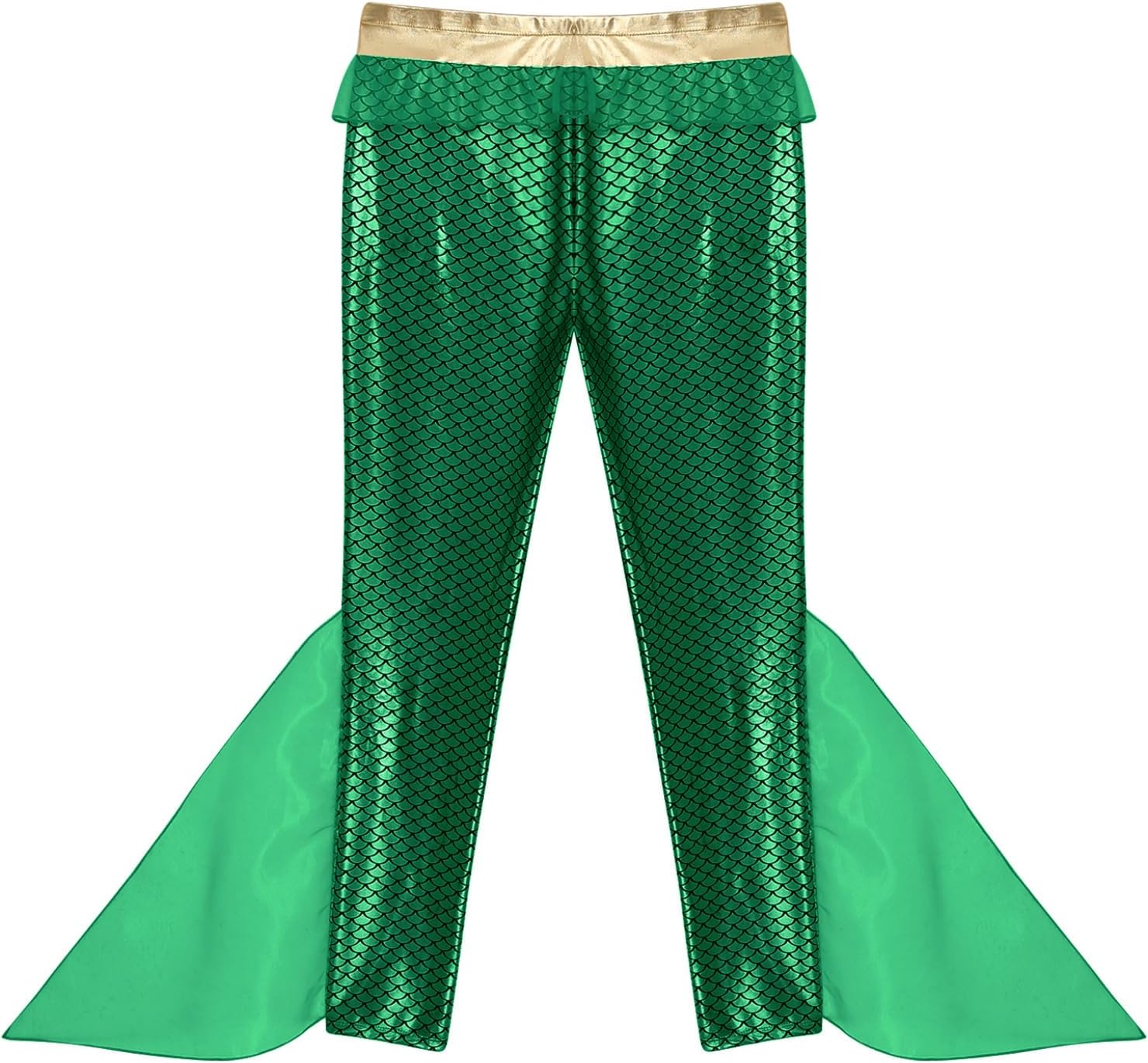Mens King of The Seas Costume Metallic Shiny Fishscale Print Tights Leggings Halloween Festival Fancy Dress