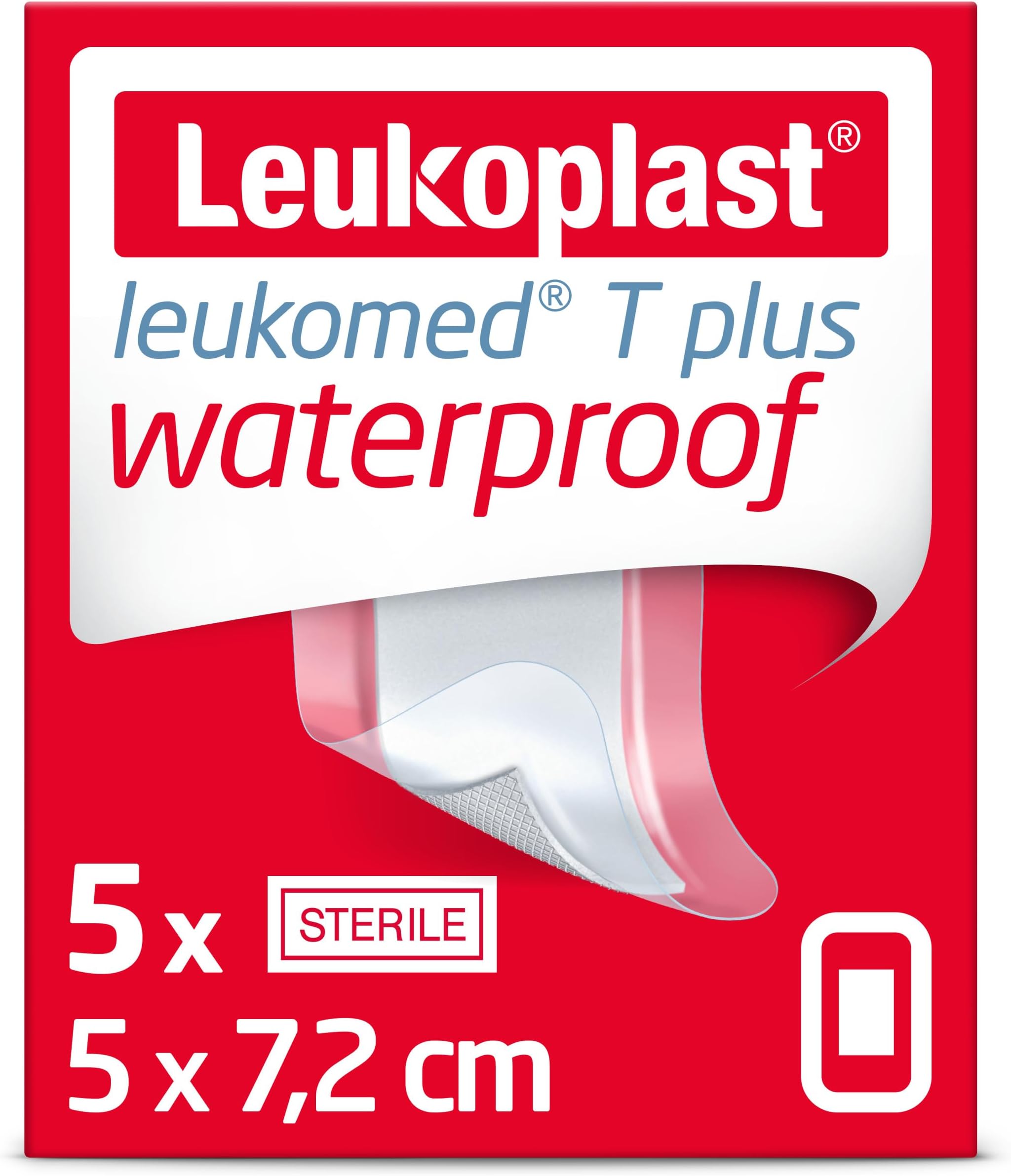 Leukomed T Plus - Sterile Wound Dressing - Waterproof and Breathable, First-aid Plasters - Ideal for Postoperative Care - Transparent - 5 cm x 7.2 cm - Box of 5