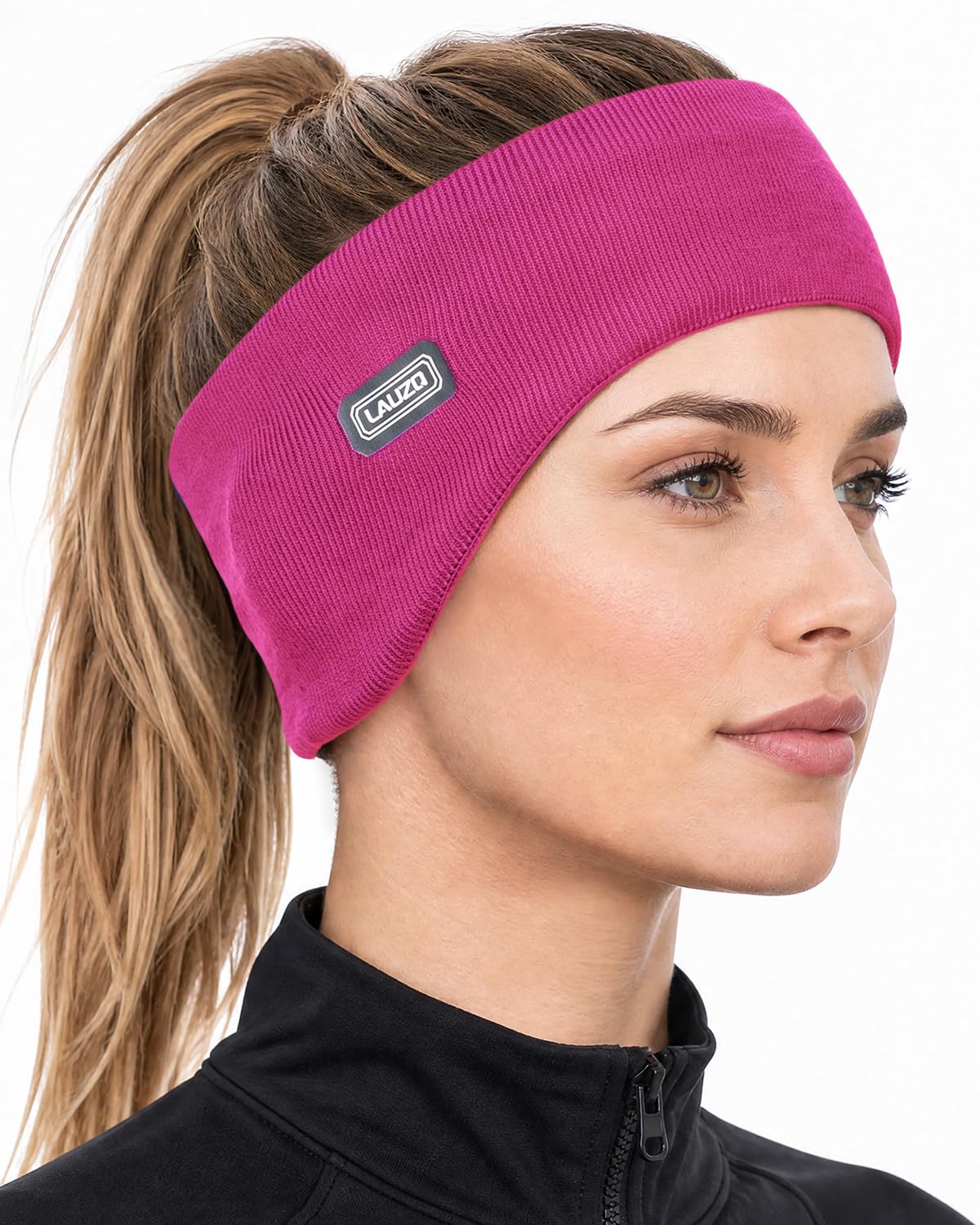Double-Layer Ear Warmer Headband - Knit Fuzzy Lined Ear Muffs for Men Women Ear Covers for Cold Weather Running Cycling