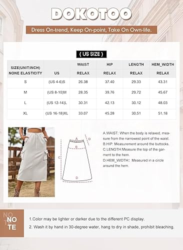 Miniatura 5 de Dokotoo Falda de carga con bolsillo y solapa en la cintura con cordón para mujer, falda midi con abertura trasera