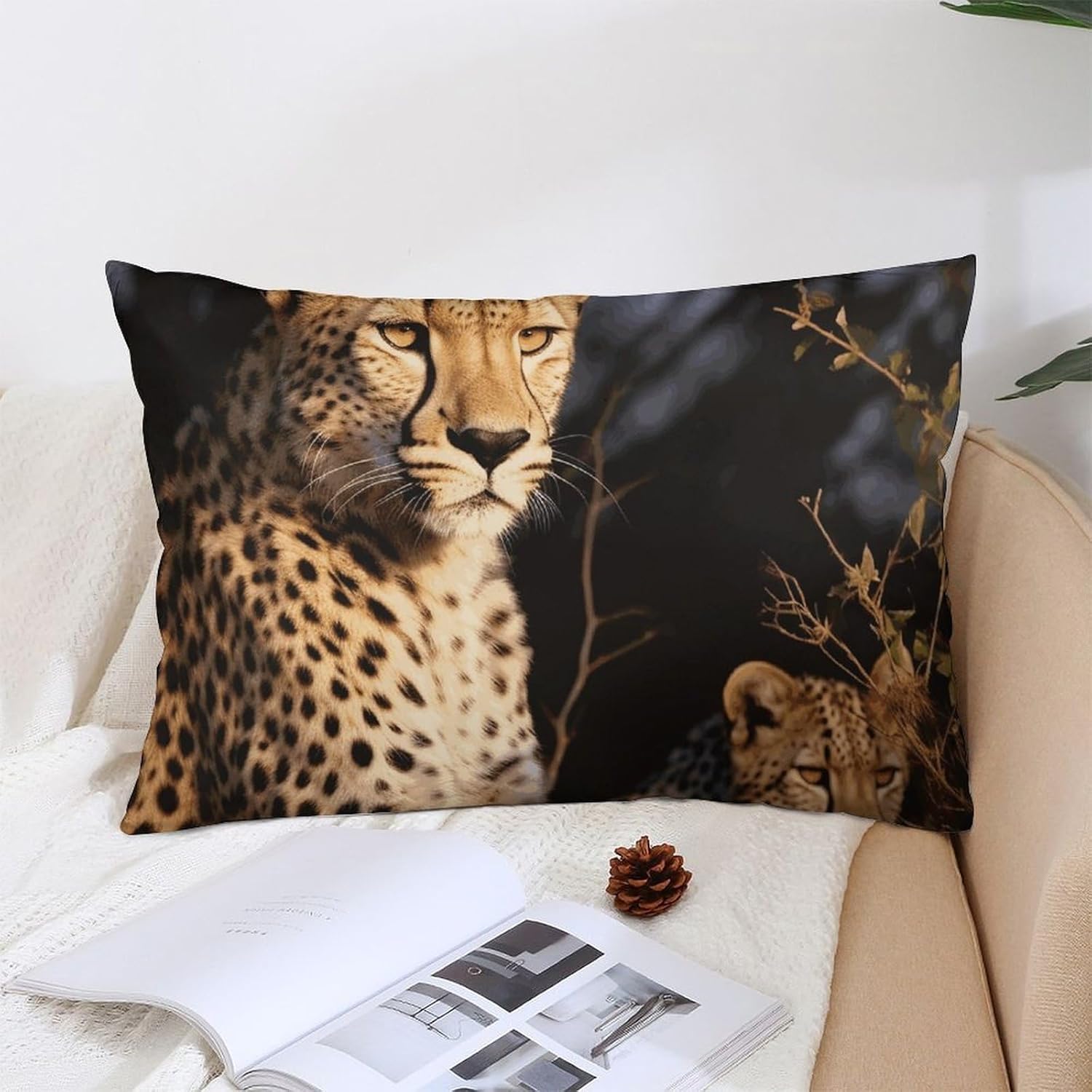 Wild Animal Leopard Pillow Cases Queen Size Set of 1 Soft Comfortable Throw Pillows Covers Decorative Pillowcase with Zipper Bed Cushion Covers for Couch Sofa Bedroom 12 "x20