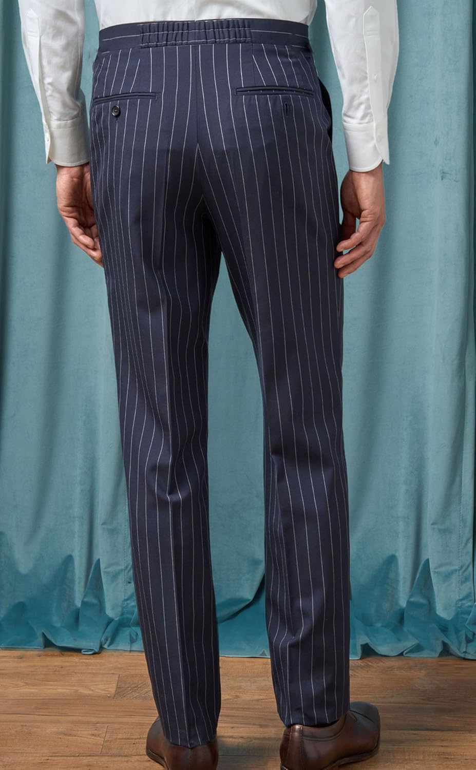 VENNYNG Men's Formal Stripe Dress Pants Elastic Back Waist Trousers Straight Leg Business Casual Office