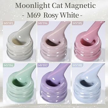 Born Pretty Cat Magnetic Eye Gel Nail Polish Set 6 Colors Pastel Pink Green | Spring Summer Moonlight Soft Pink Blue Purple Green Magnetic Gel Polish with Magnet, Shimmer Manicure Gifts Salon DIY 7ML