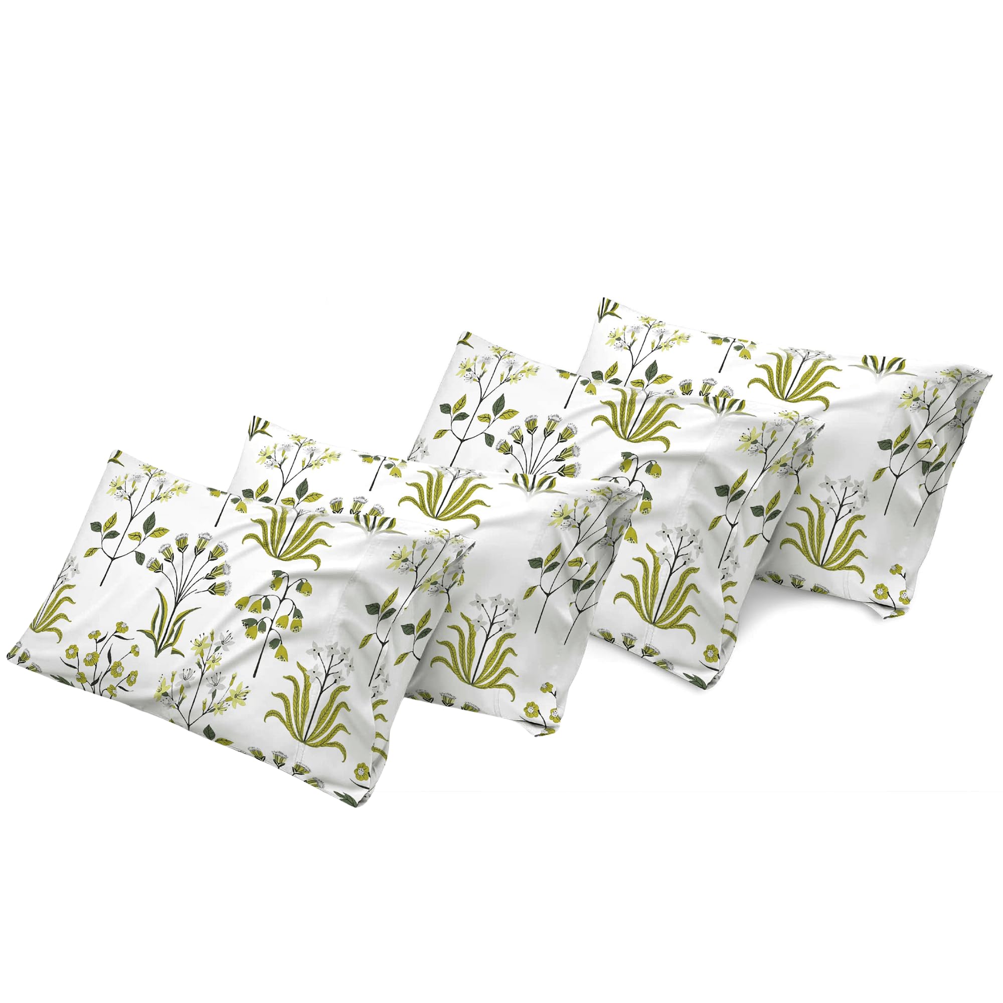 100% Egyptian Cotton Pillowcases Pack of 4 | 400 Thread Count Luxury Floral Pillow Covers | Cooling Breathable Soft Cotton Pillow Cases | Hotel Quality Bed Linen | Machine Washable