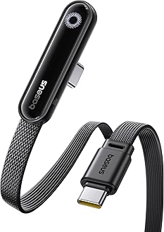 Baseus USB-C Cable, Right Angle Terminal, 100W, Fast Charging, PD Compatible, Great for Mobile Gaming, Thin Connector, No Hand Interference, Nylon Braid, Anti-Disconnect, Type-C & Type C Charging