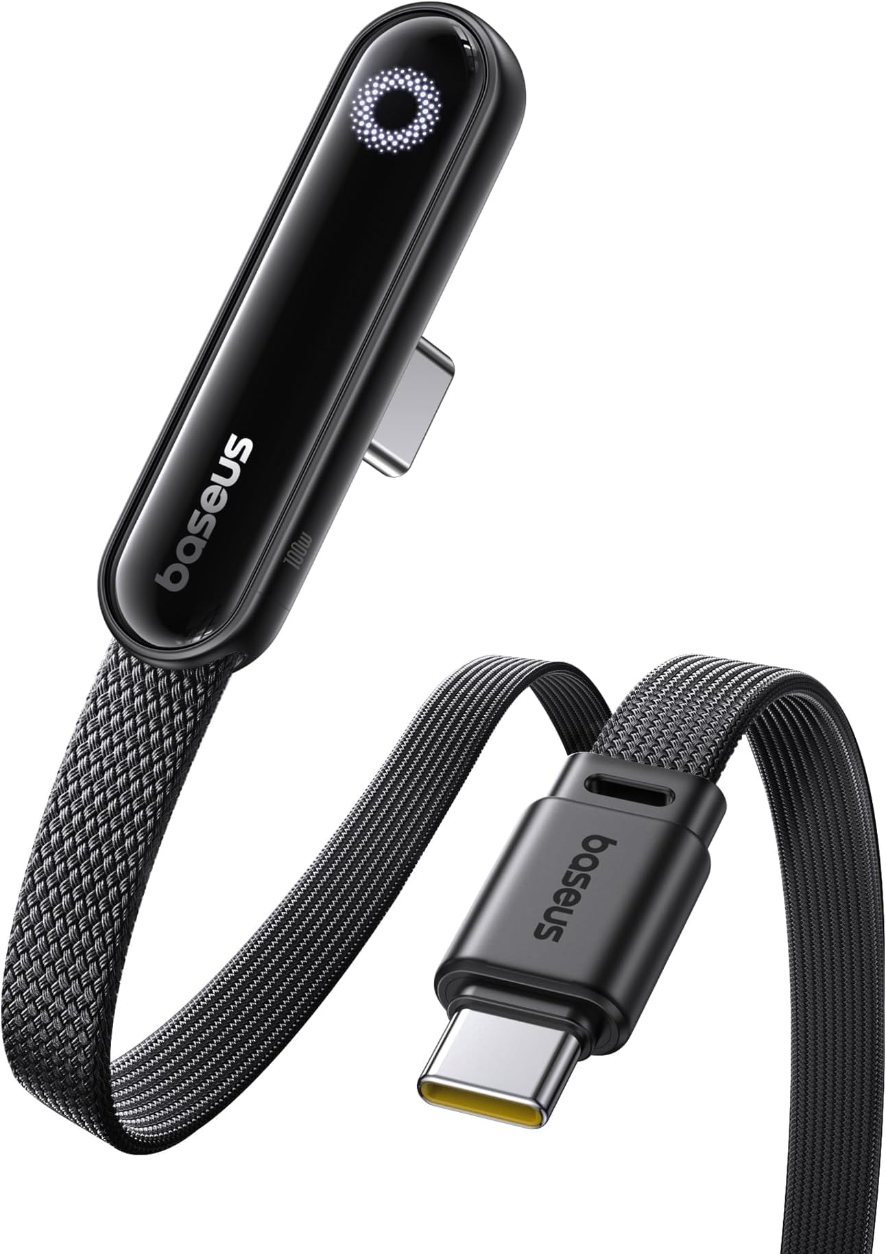 Baseus USB-C Cable, Right Angle Terminal, 100W, Fast Charging, PD Compatible, Great for Mobile Gaming, Thin Connector, No Hand Interference, Nylon Braid, Anti-Disconnect, Type-C & Type C Charging