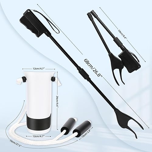 Miniatura 7 de Kit de dispositivo de ayuda para zapatos y calcetines, 2 piezas, herramienta de agarre de calzador y dispositivo auxiliar de calcetines sin