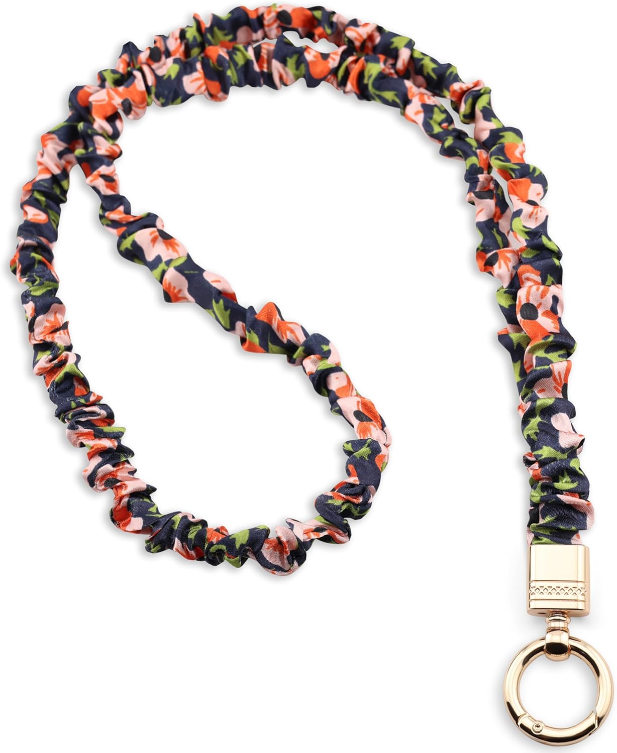 Teacher Scrunchie Lanyard for ID Badge, Thin Stretchy Elastic Neck Keychain, Cute Hands Free Accessory for School