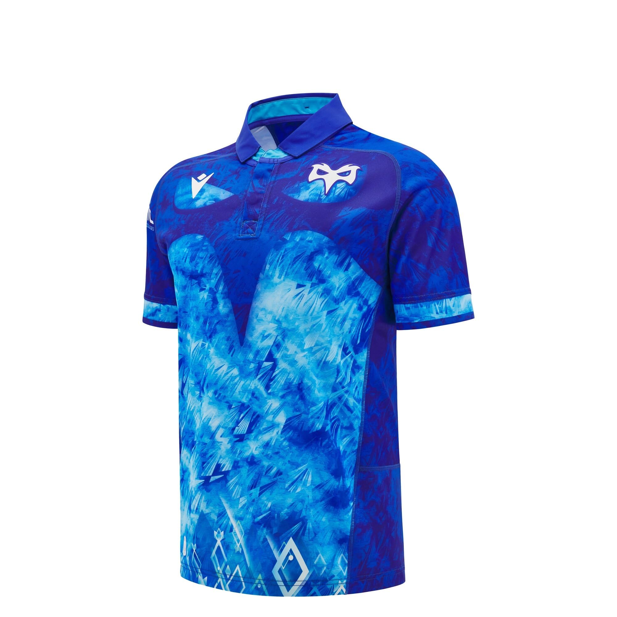 Macron Men's Blue 2024-2025 Ospreys Rugby Euro Replica Shirt Xl Adults