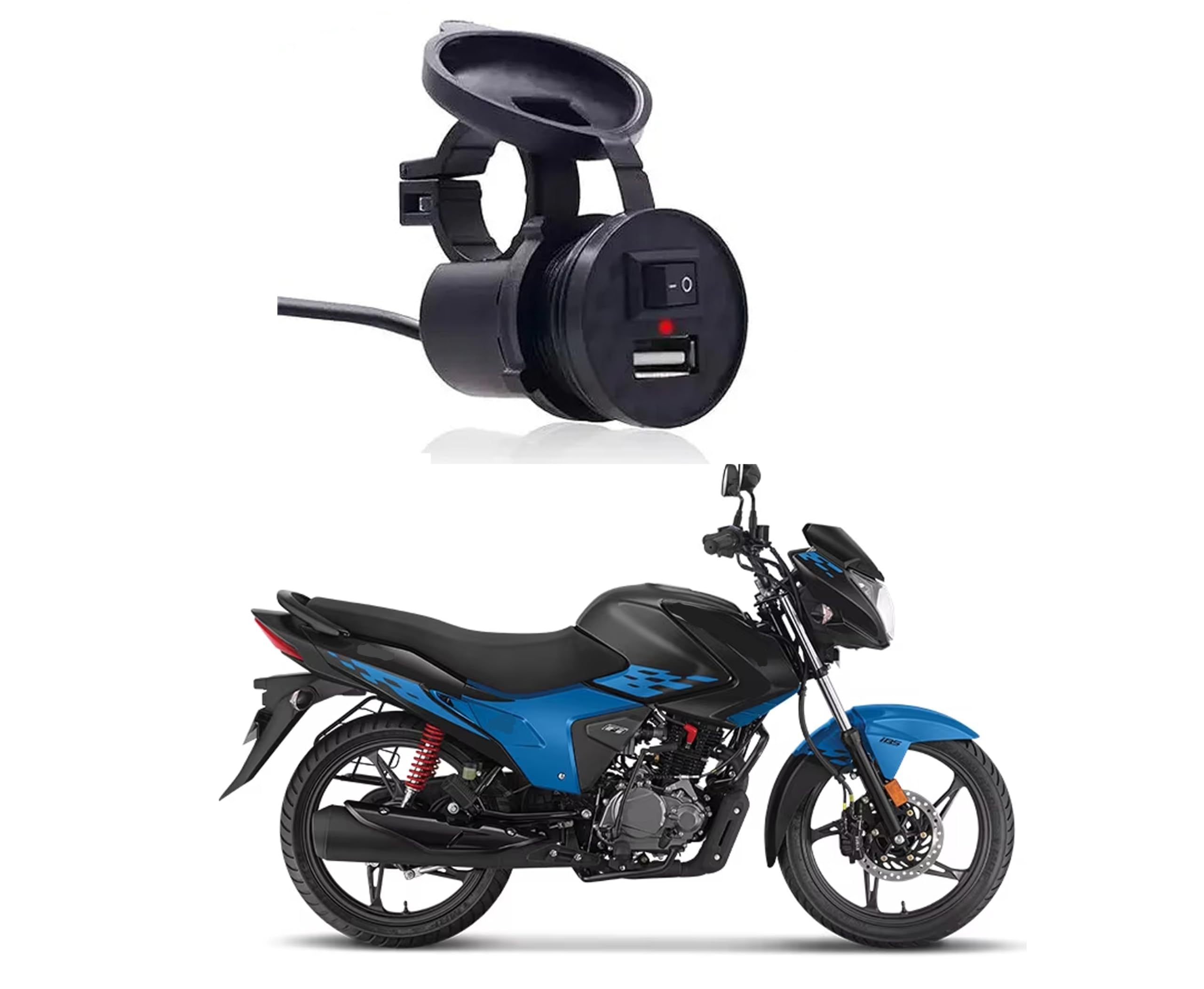 Bike Mobile Charger with USB Port and ON/Off Switch for Glamour blazze | USB Charging, Handlebar Mount-image-9