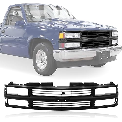 CarPartsDepot Front Grille Grill Black Shell with Insert Compatible With Chevrolet 1994-2000 C/K 1500 2500 3500 Tahoe Blazer For Models w/Dual Headlights