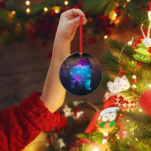 Miniatura 2 de Adornos de Navidad acrílicos de cielo estrellado para perro, Chow Chow, adorno conmemorativo de Navidad para niños, acuarela, galaxia, perro,